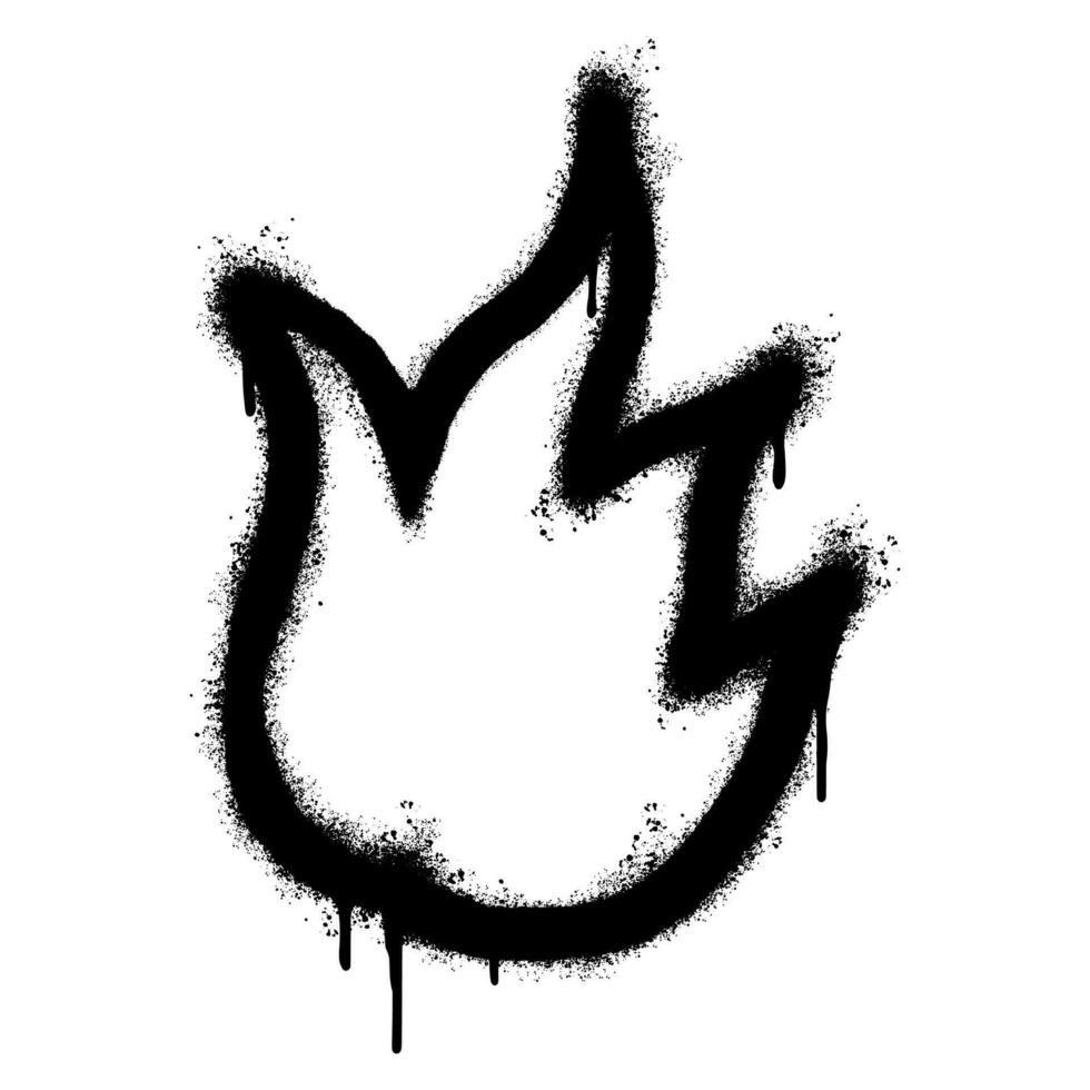 Spray Painted Graffiti Fire flame icon Sprayed isolated with a white background. graffiti Fire flame icon with over spray in black over white. Vector illustration.