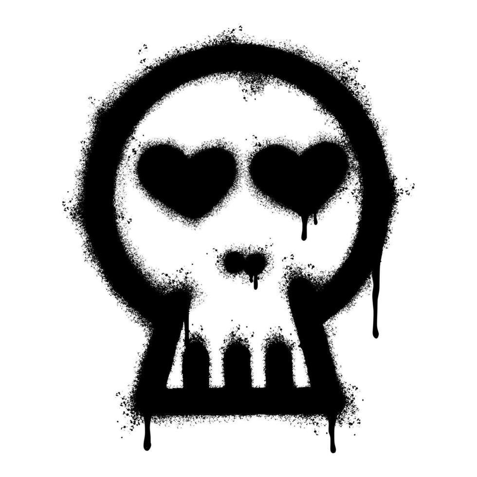 Spray Painted Graffiti skull icon Sprayed isolated with a white background. graffiti skull symbol with over spray in black over white. vector