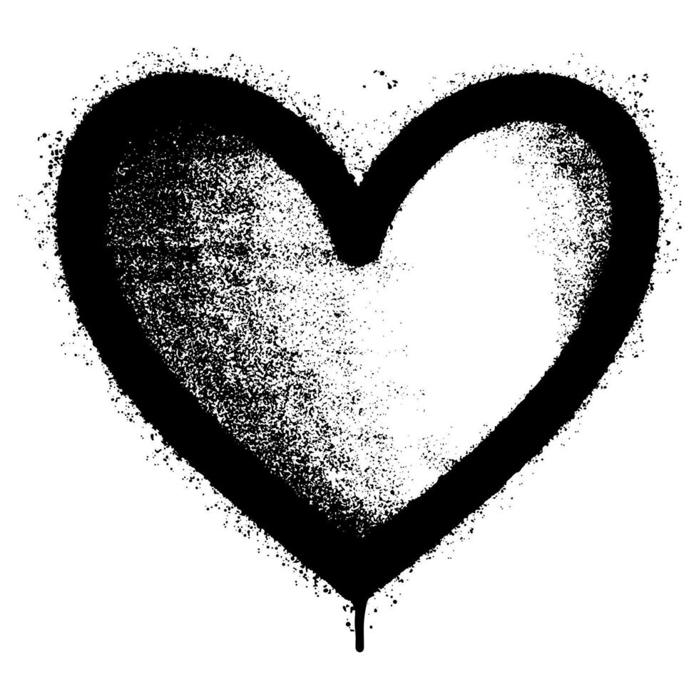 Spray Painted Graffiti heart icon Word Sprayed isolated with a white background. graffiti font love icon with over spray in black over white. Vector illustration.
