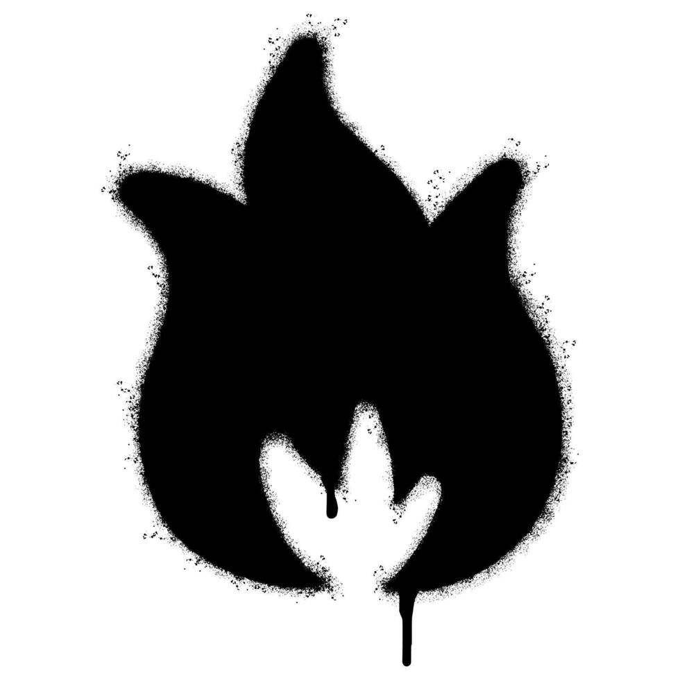 Spray Painted Graffiti Fire flame icon Sprayed isolated with a white background. graffiti Fire flame icon with over spray in black over white. Vector illustration.
