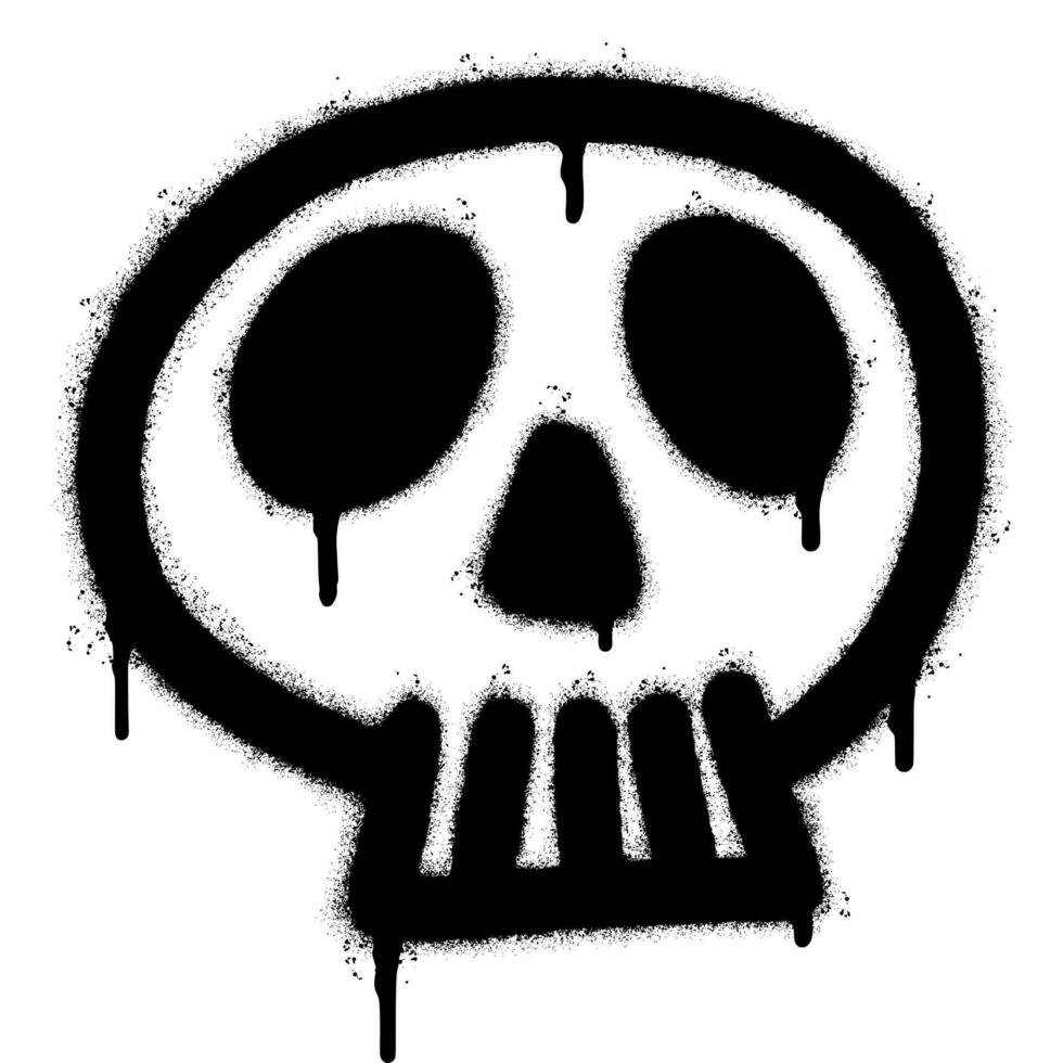 Spray Painted Graffiti skull icon Sprayed isolated with a white background. graffiti skull symbol with over spray in black over white. vector