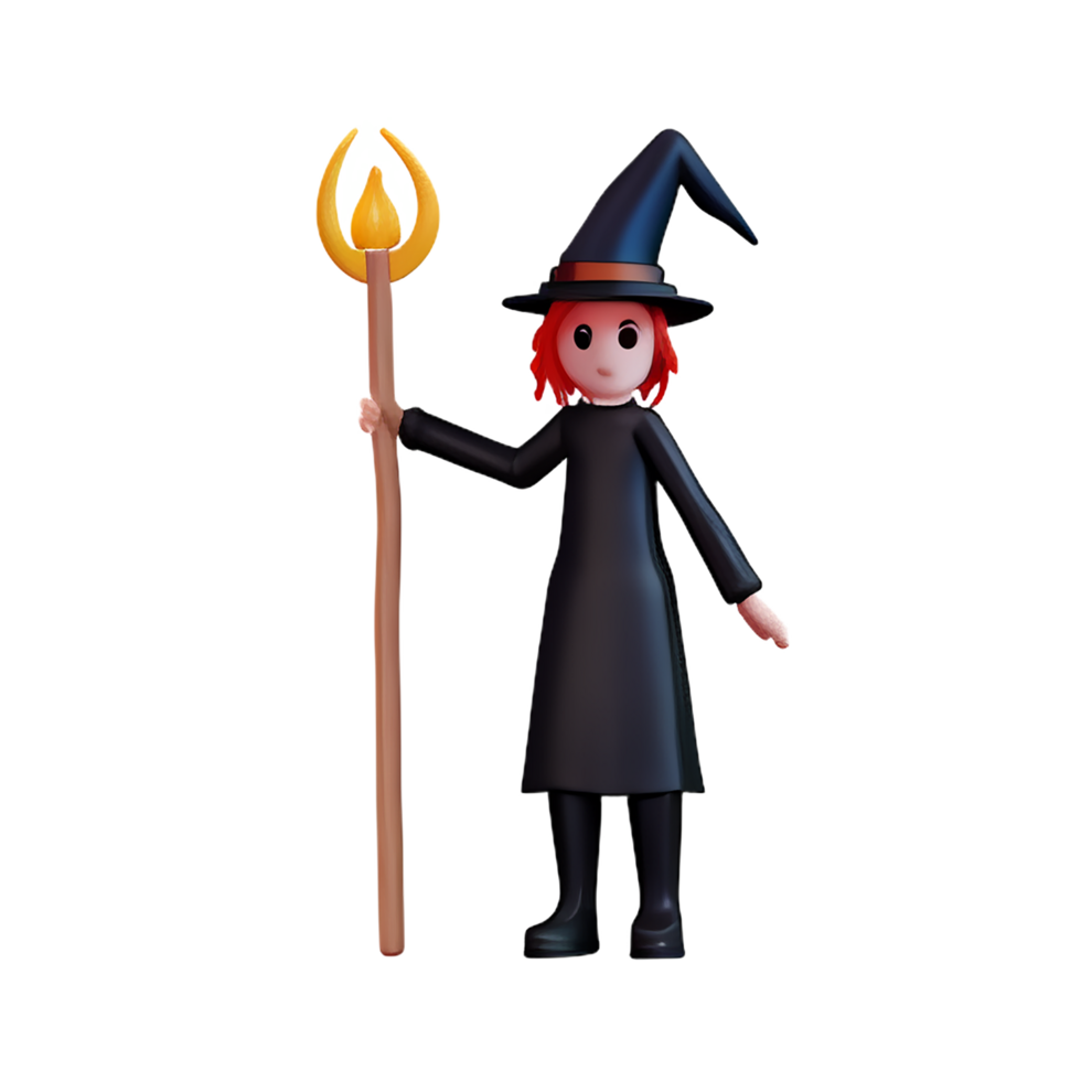witch 3d rendering icon illustration png