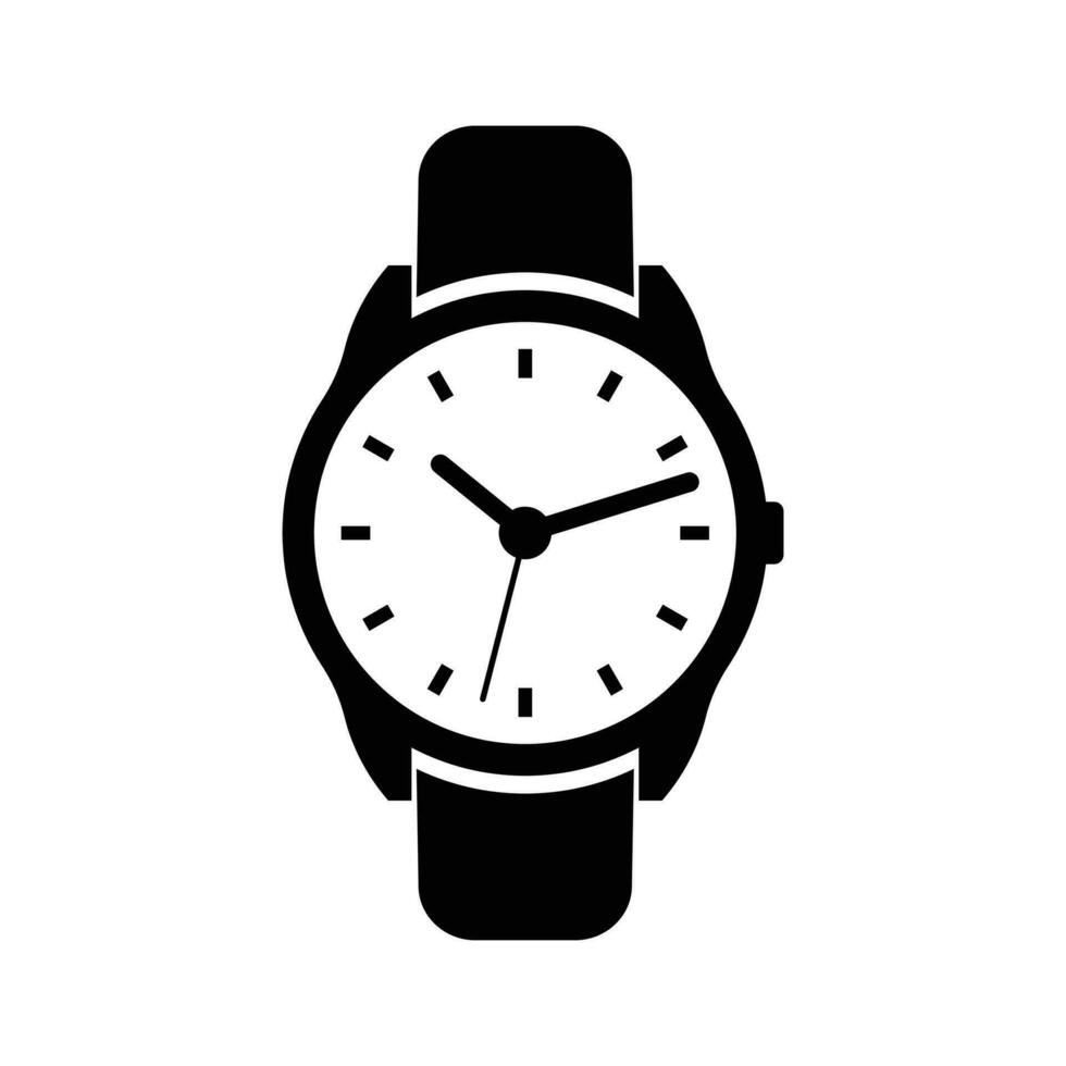Analog Watch Vector Icon In Flat Style, Professional Hand Wrist Watch Sign For Both Male Female, Classic Wrist Watch Symbol, Time Design Element, Deadline Flat Symbol, Analogue Clock Illustration