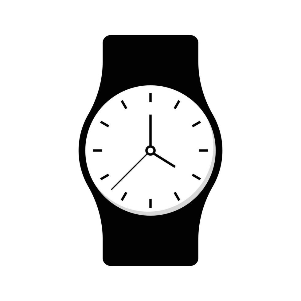 Analog Watch Vector Icon In Flat Style, Professional Hand Wrist Watch Sign For Both Male Female, Classic Wrist Watch Symbol, Time Design Element, Deadline Flat Symbol, Analogue Clock Illustration