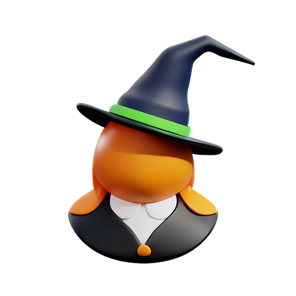 witch 3d rendering icon illustration png