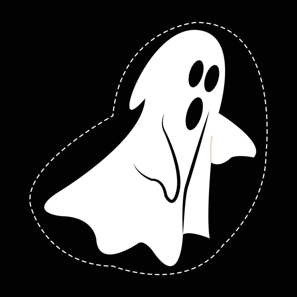 Spooky White Ghost Stickers for Halloween Vector. vector