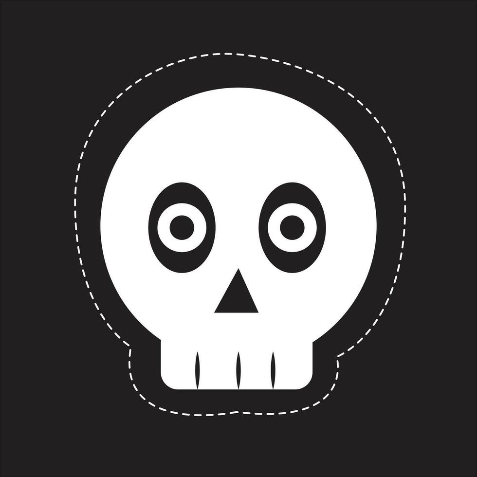 White Skull Head Ghost Sticker for Halloween Vector Style.