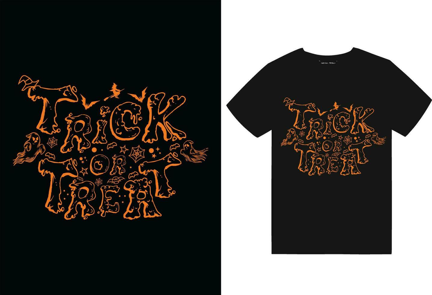 Trick or Treat Typography Halloween T-Shirt Design vector