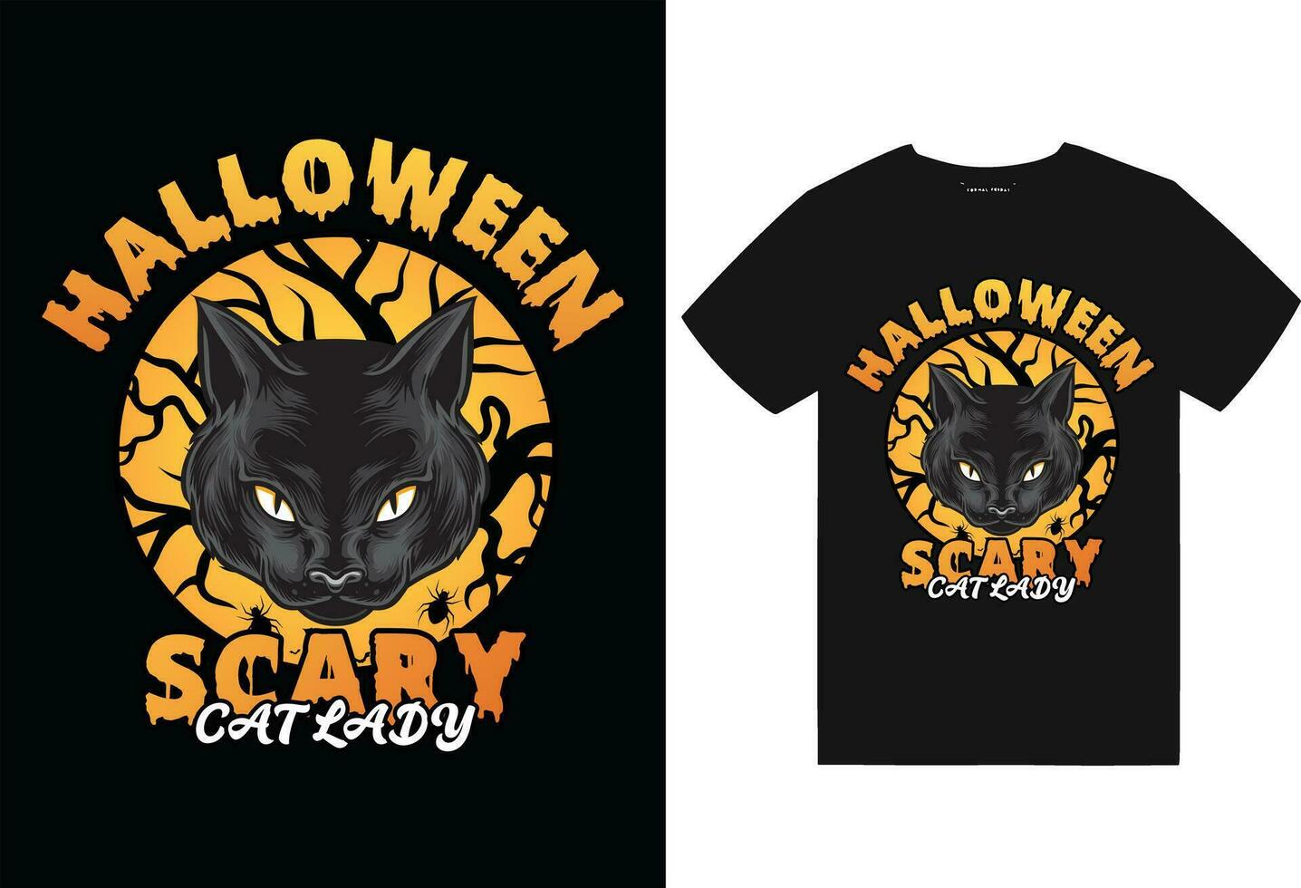 Halloween Scary Cat T-Shirt Design vector