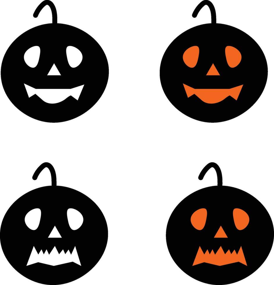 Set of halloween pumpkins. Horror faces vector