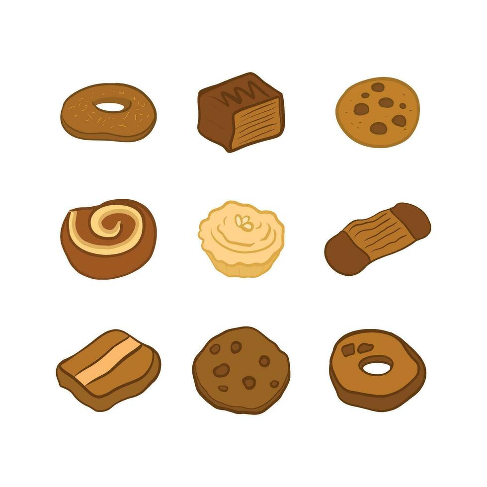 set of cookies isolated on white background vector