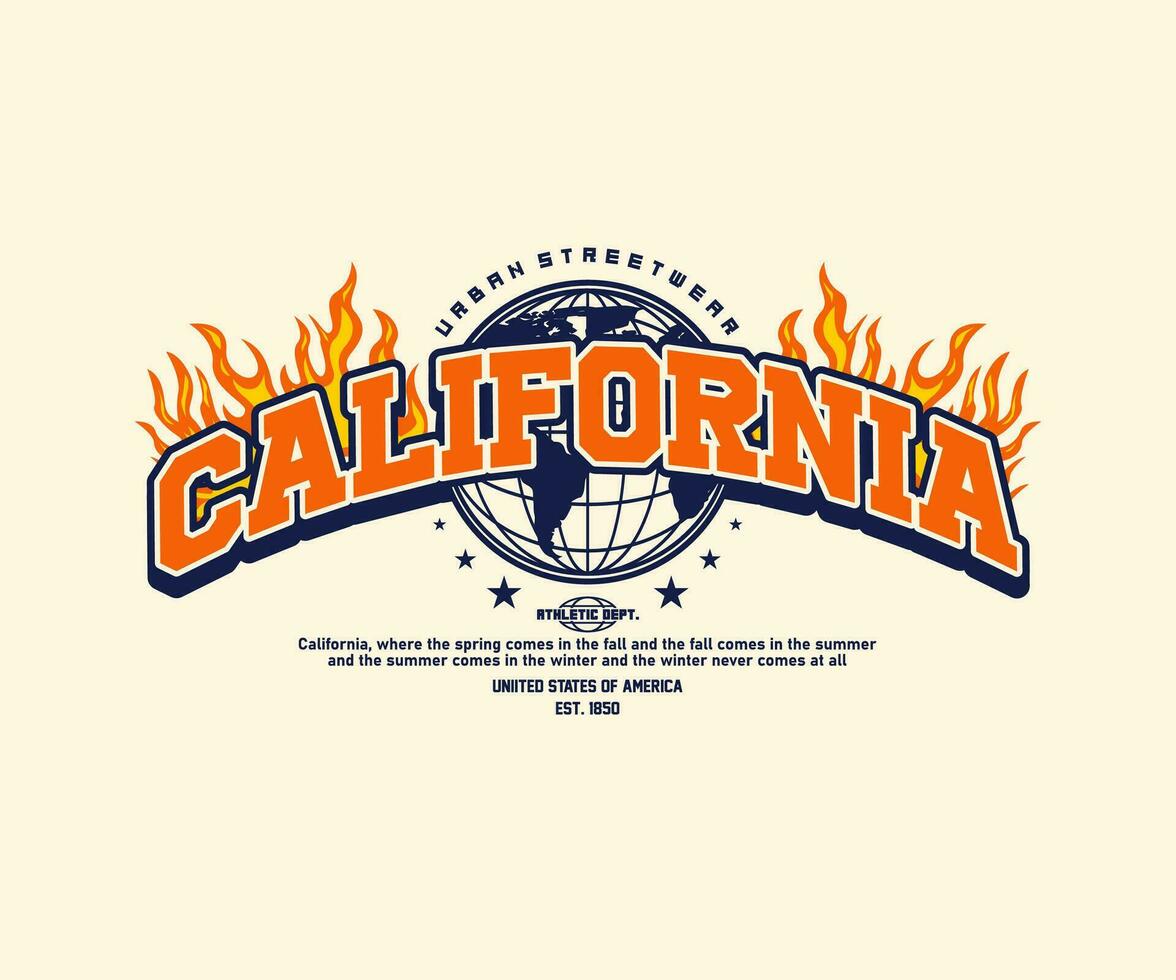 Vintage typography college, varsity california state slogan print for streetwear and urban style t-shirts design, hoodies, etc vector