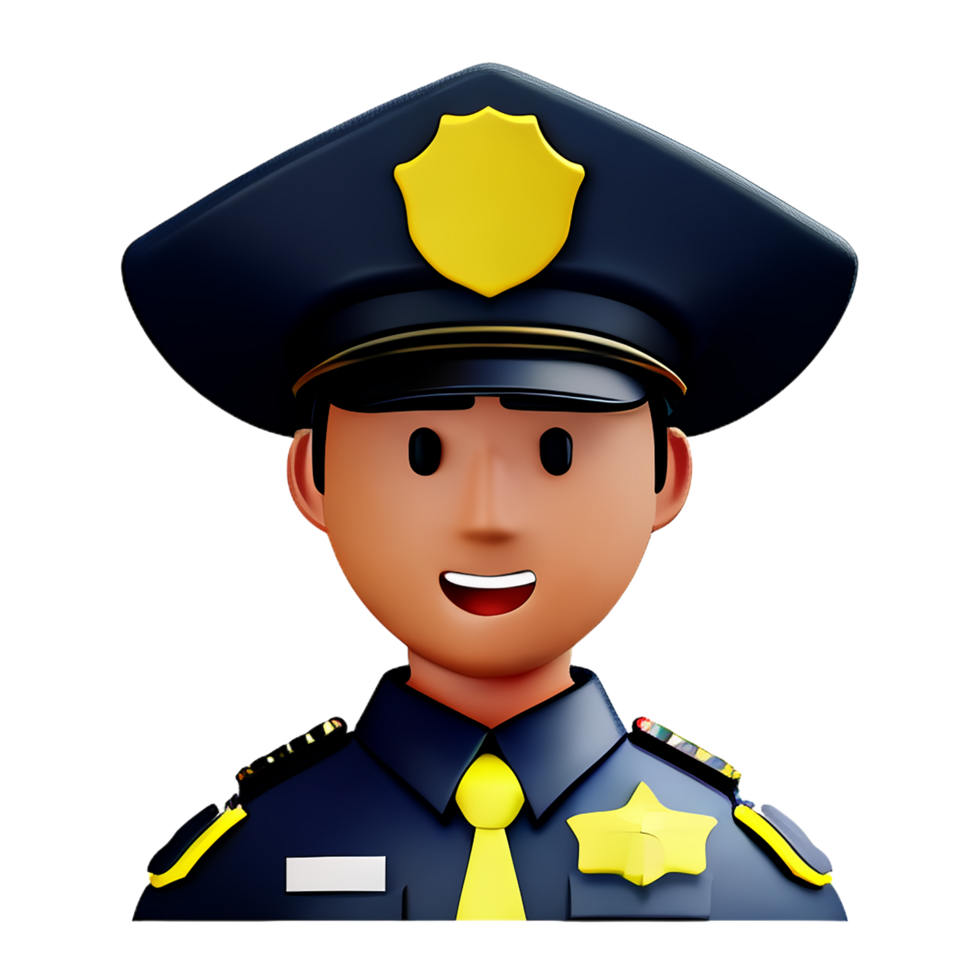 polícia face 3d Renderização ícone ilustração png