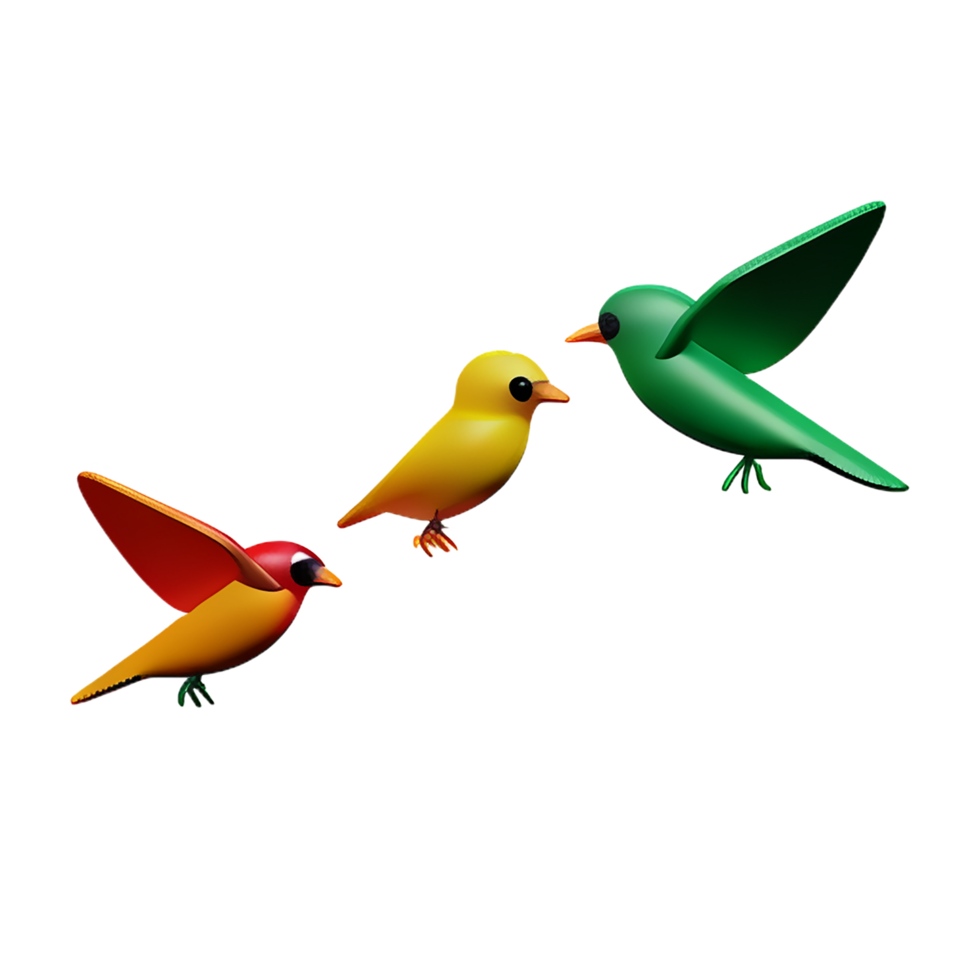 birds flying 3d rendering icon illustration png