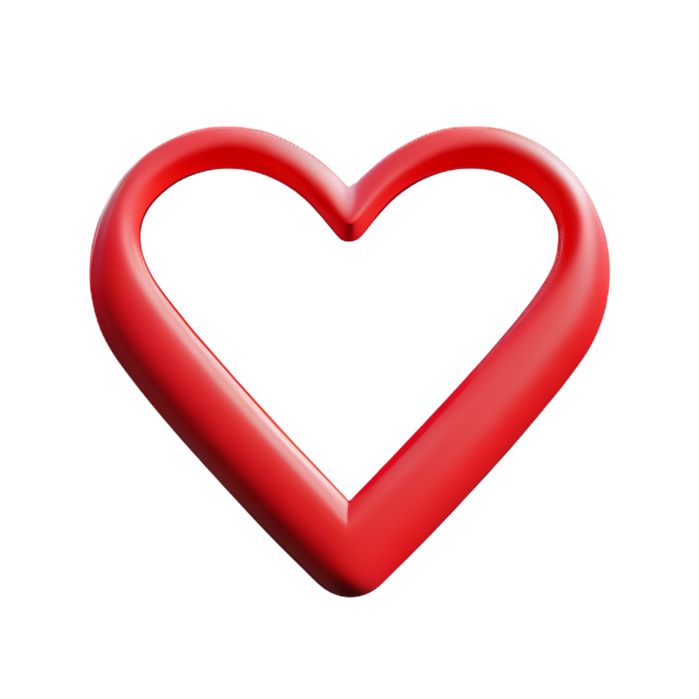 heart line 3d rendering icon illustration png
