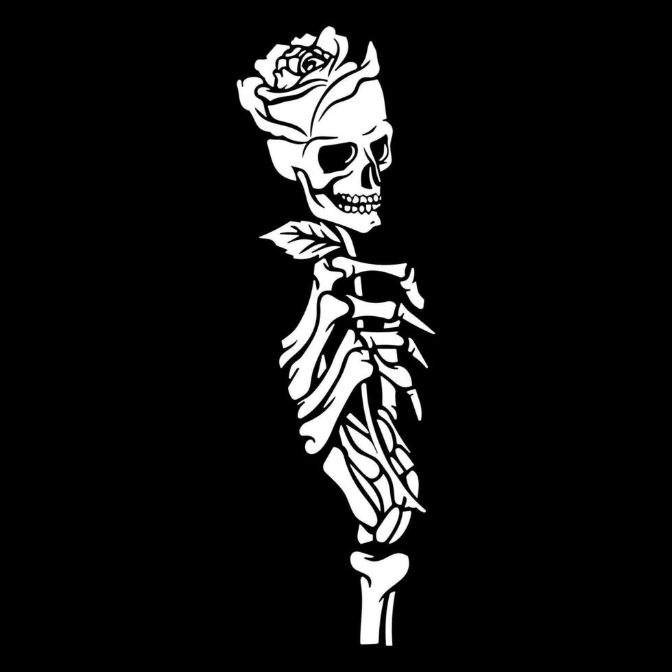 Hand skeleton with flower. Vector illustration.