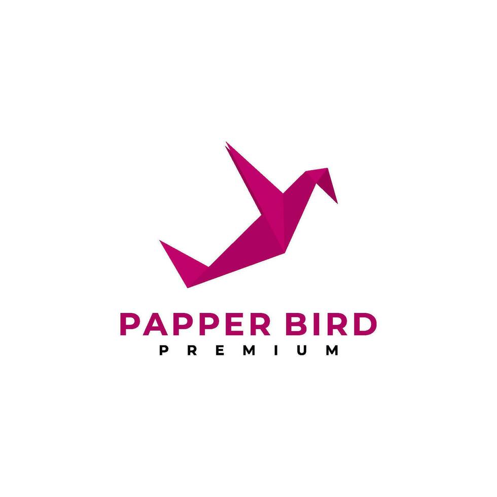 Purple color vector paper bird illustration isolated on white background