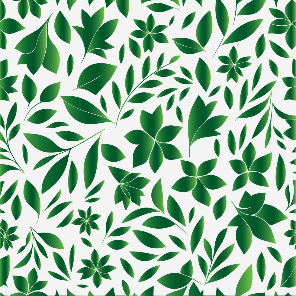 Pattern with green leaves vector