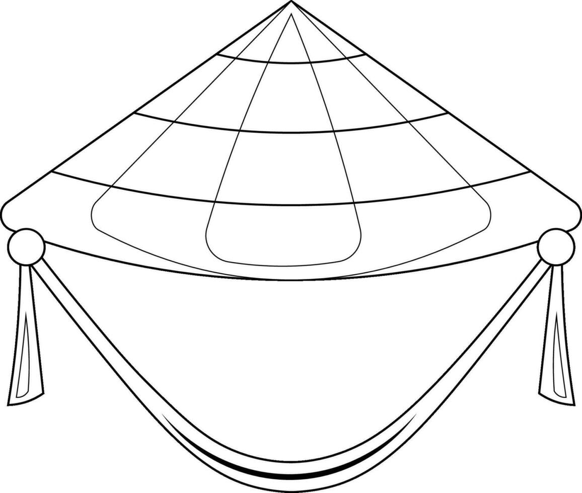 ASIAN CONICAL HAT coloring page vector