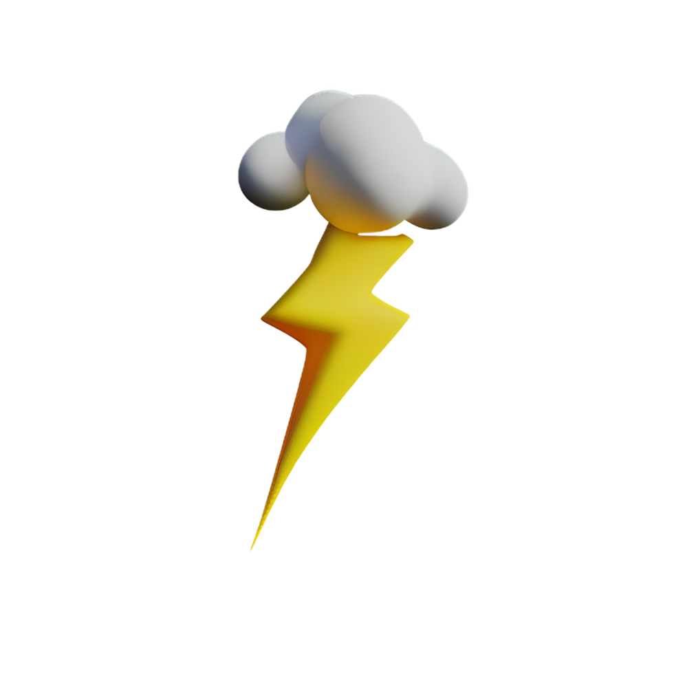 thunder 3d rendering icon illustration png