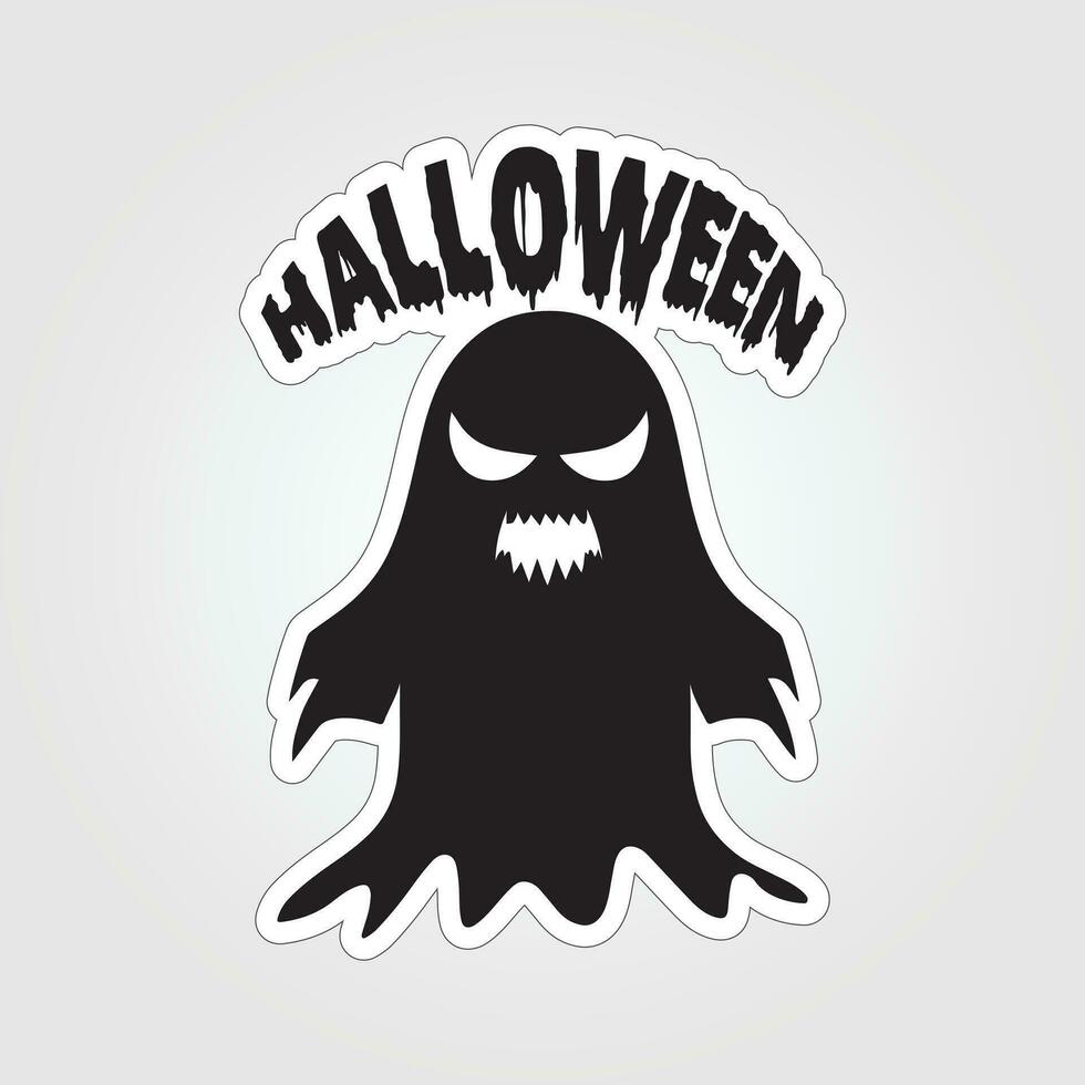 A sticker with a ghost on it, Halloween ghost cartoon character sticker vector