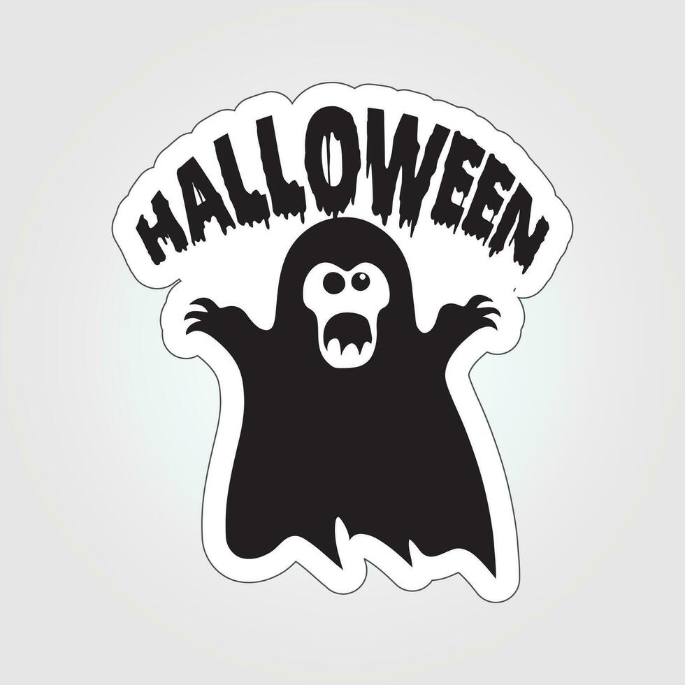 A sticker with a ghost on it, Halloween ghost cartoon character sticker vector