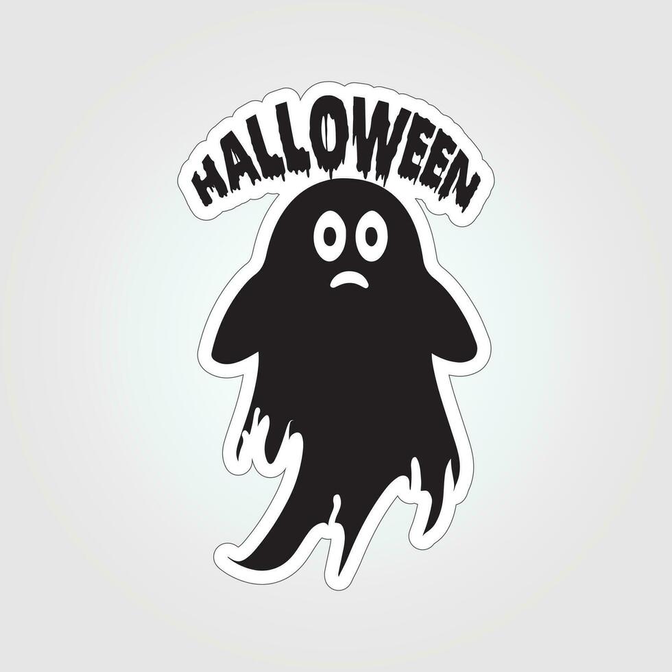 A sticker with a ghost on it, Halloween ghost cartoon character sticker vector