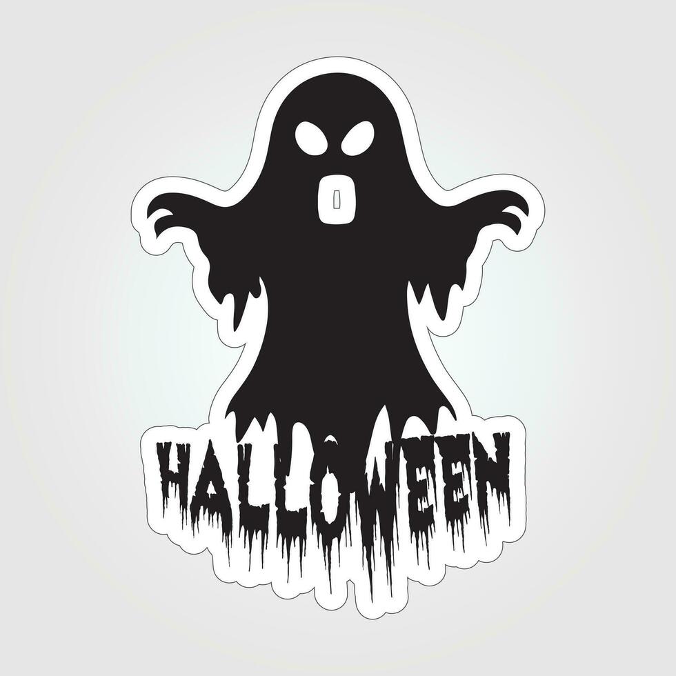 A sticker with a ghost on it, Halloween ghost cartoon character sticker vector