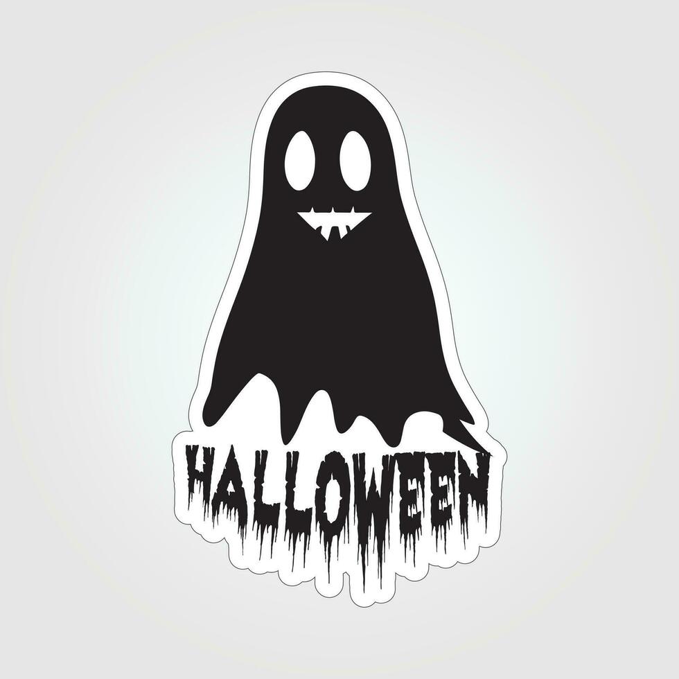 A sticker with a ghost on it, Halloween ghost cartoon character sticker vector