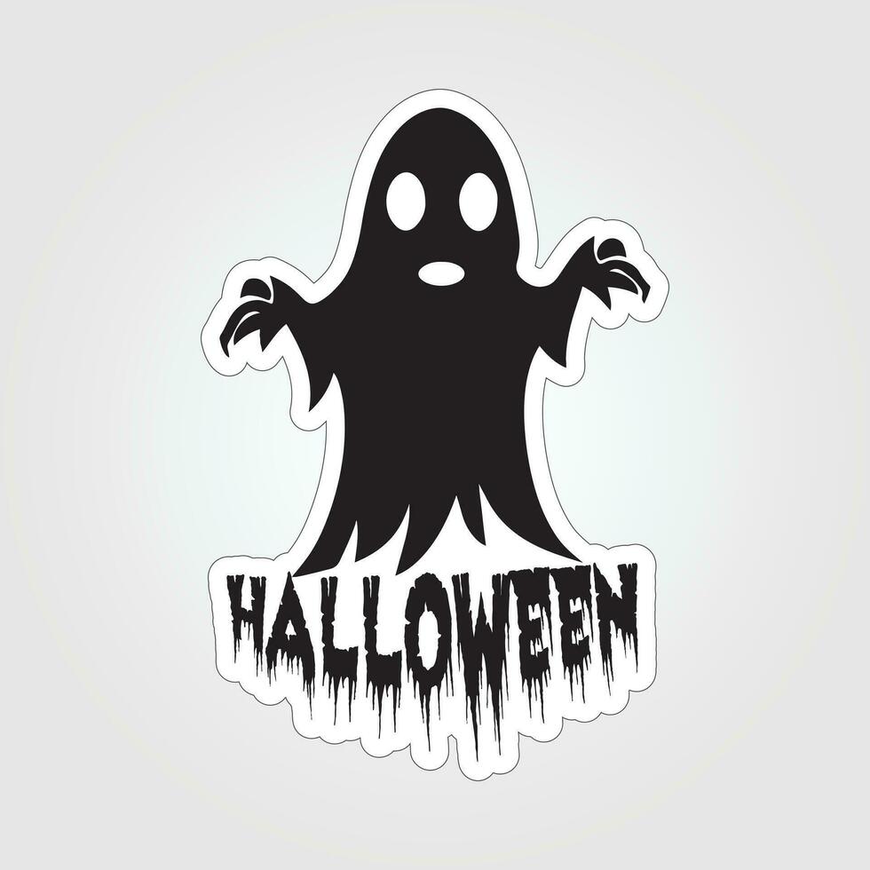 A sticker with a ghost on it, Halloween ghost cartoon character sticker vector