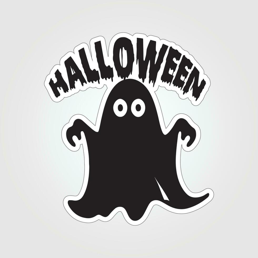 A sticker with a ghost on it, Halloween ghost cartoon character sticker vector
