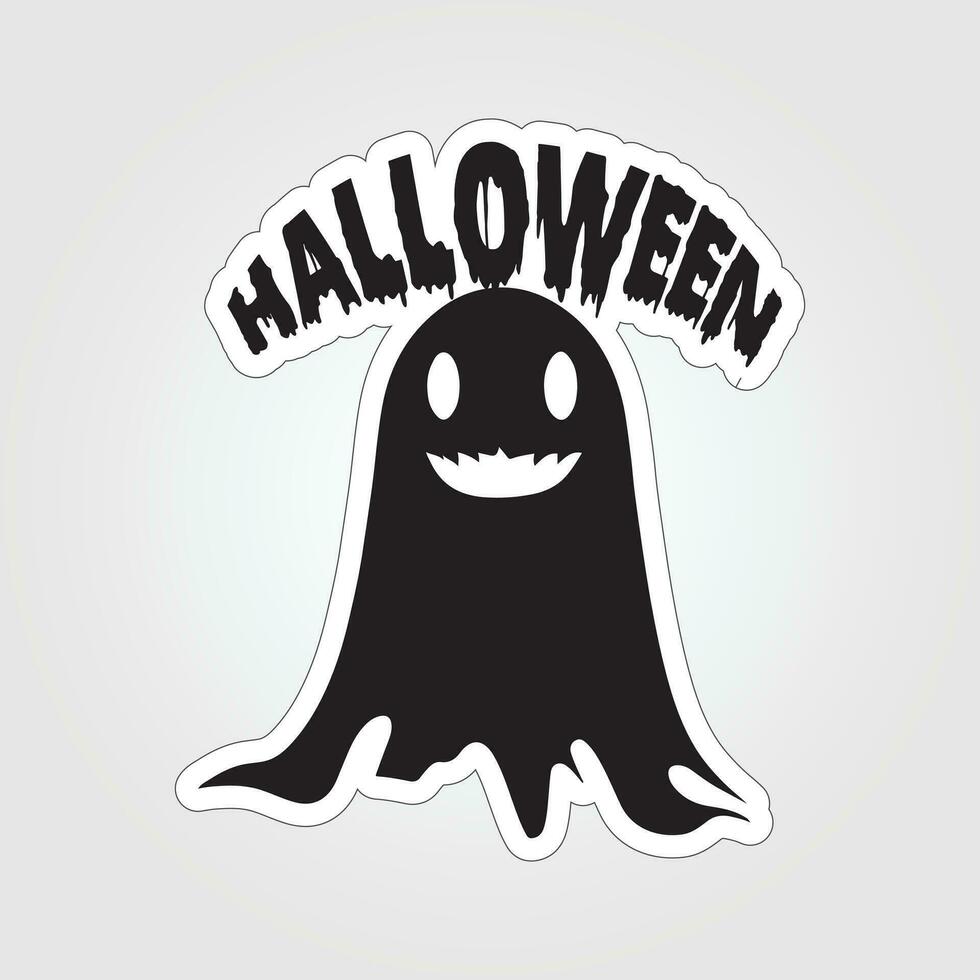 A sticker with a ghost on it, Halloween ghost cartoon character sticker vector
