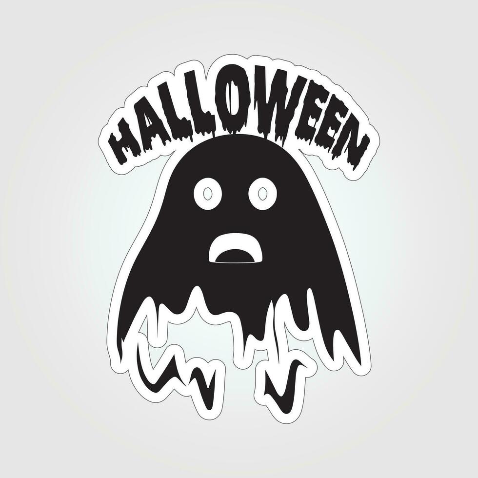 A sticker with a ghost on it, Halloween ghost cartoon character sticker vector