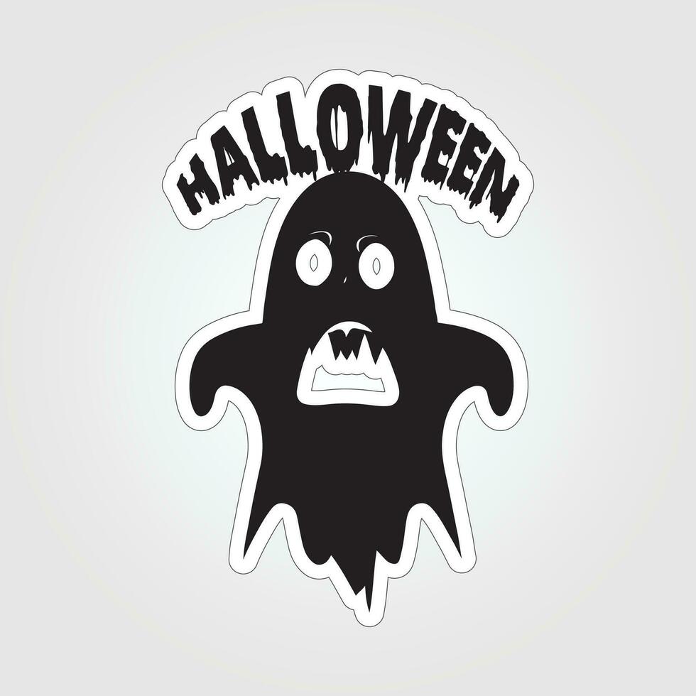 A sticker with a ghost on it, Halloween ghost cartoon character sticker vector