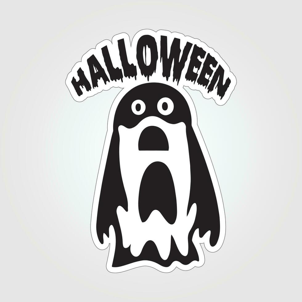 A sticker with a ghost on it, Halloween ghost cartoon character sticker vector