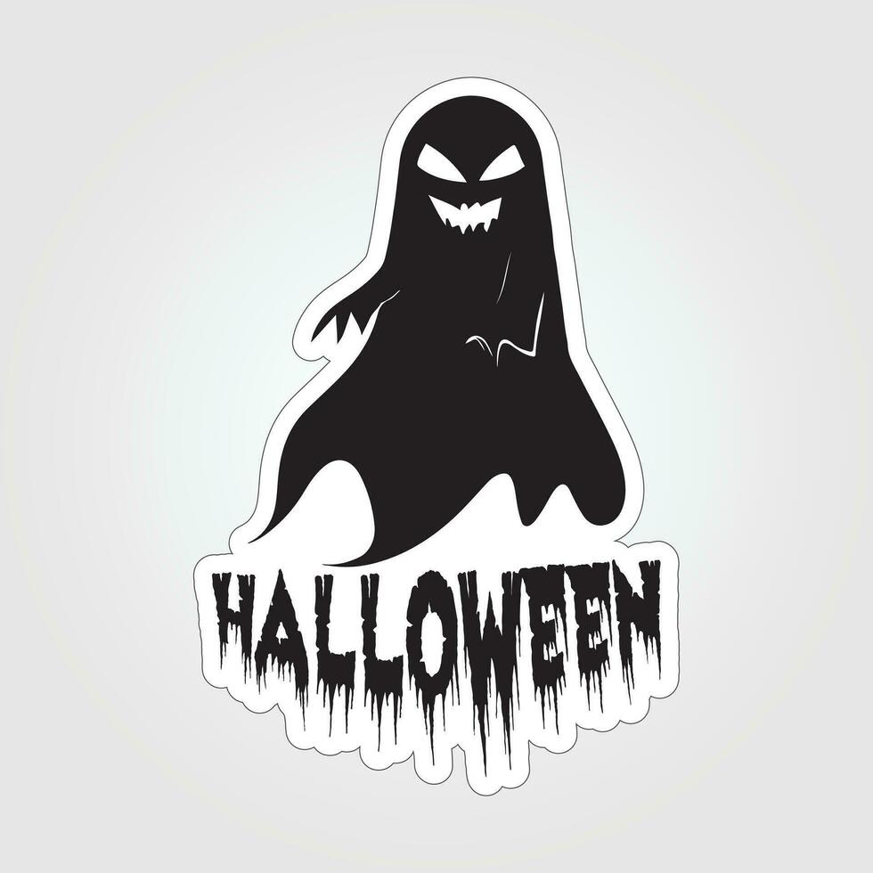 A sticker with a ghost on it, Halloween ghost cartoon character sticker vector