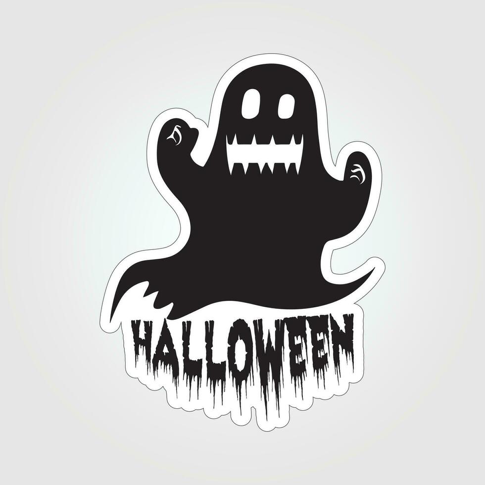 A sticker with a ghost on it, Halloween ghost cartoon character sticker vector