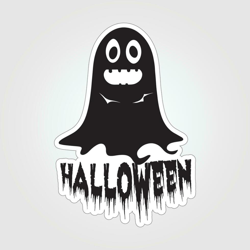 A sticker with a ghost on it, Halloween ghost cartoon character sticker vector