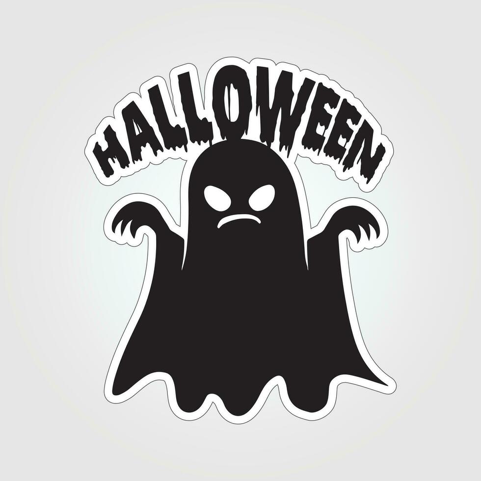 A sticker with a ghost on it, Halloween ghost cartoon character sticker vector