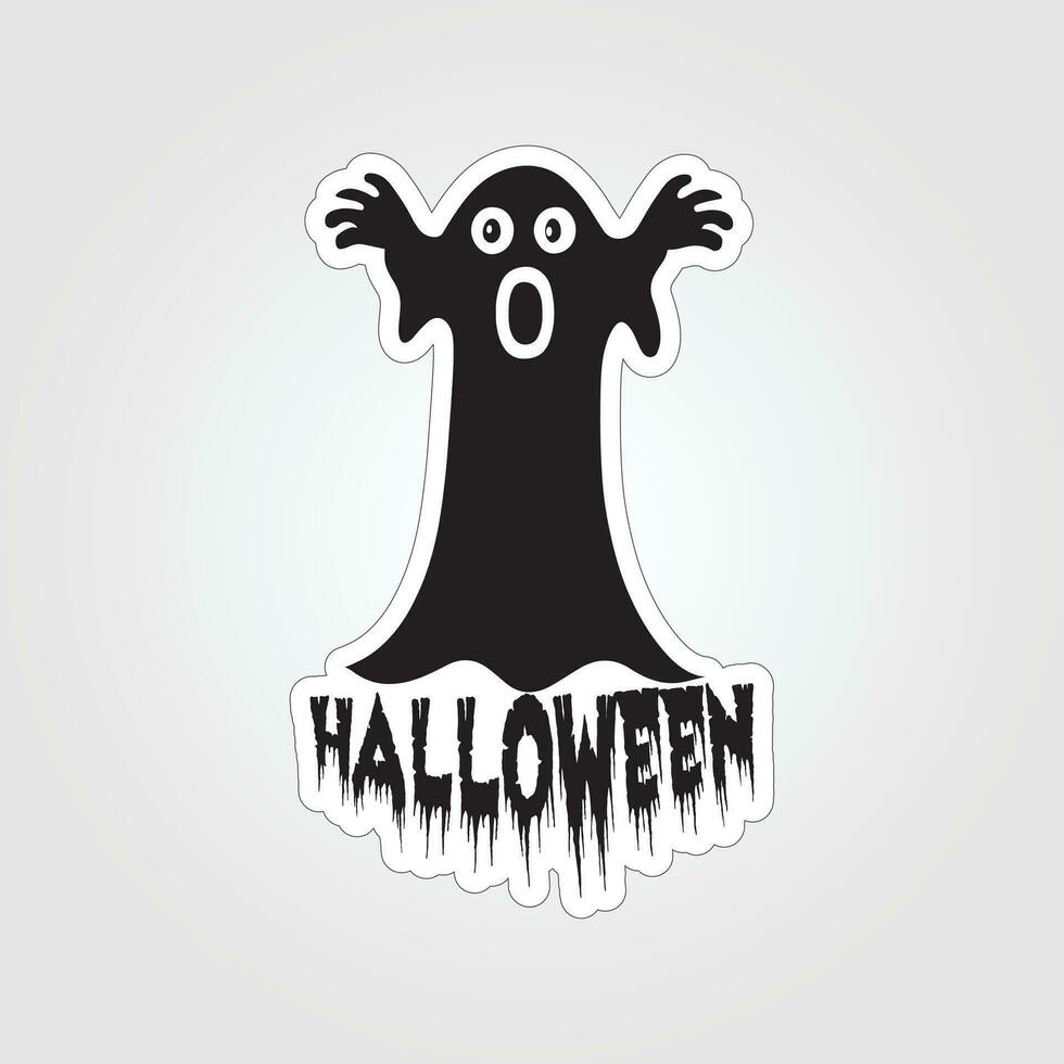 A sticker with a ghost on it, Halloween ghost cartoon character sticker vector