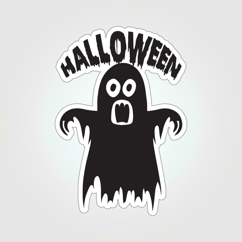 A sticker with a ghost on it, Halloween ghost cartoon character sticker vector