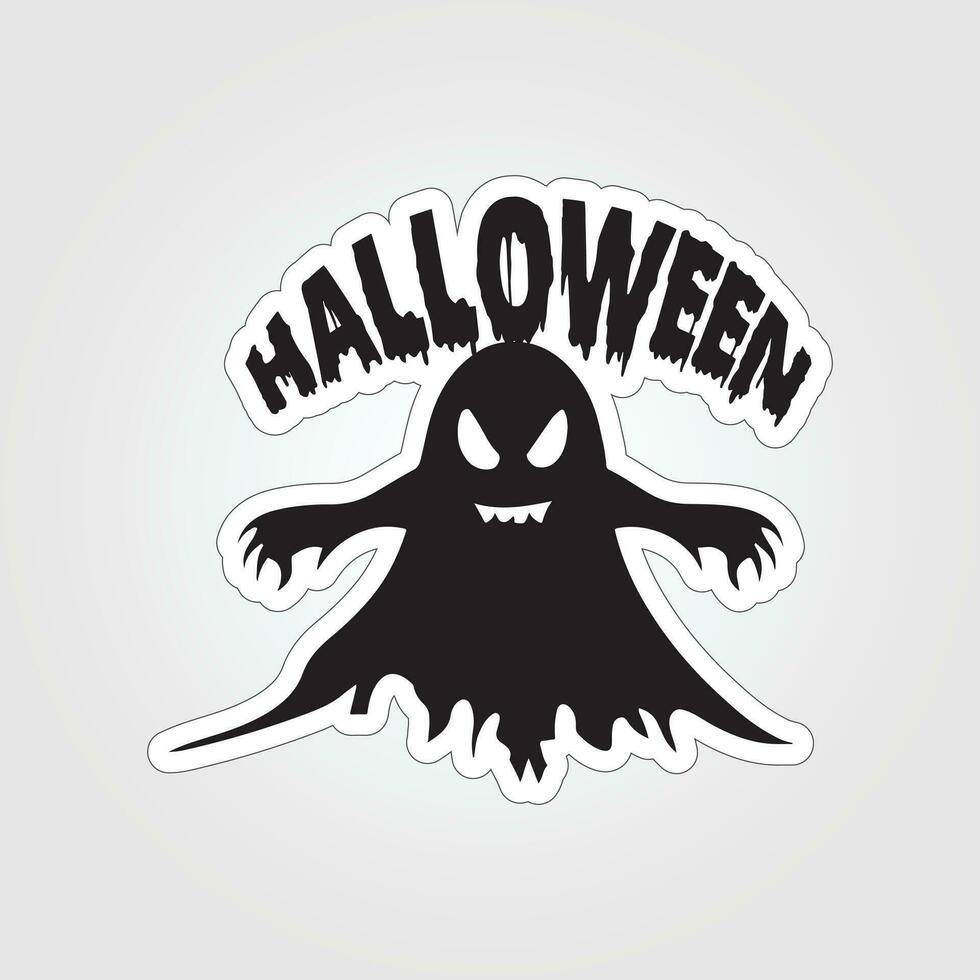 A sticker with a ghost on it, Halloween ghost cartoon character sticker vector