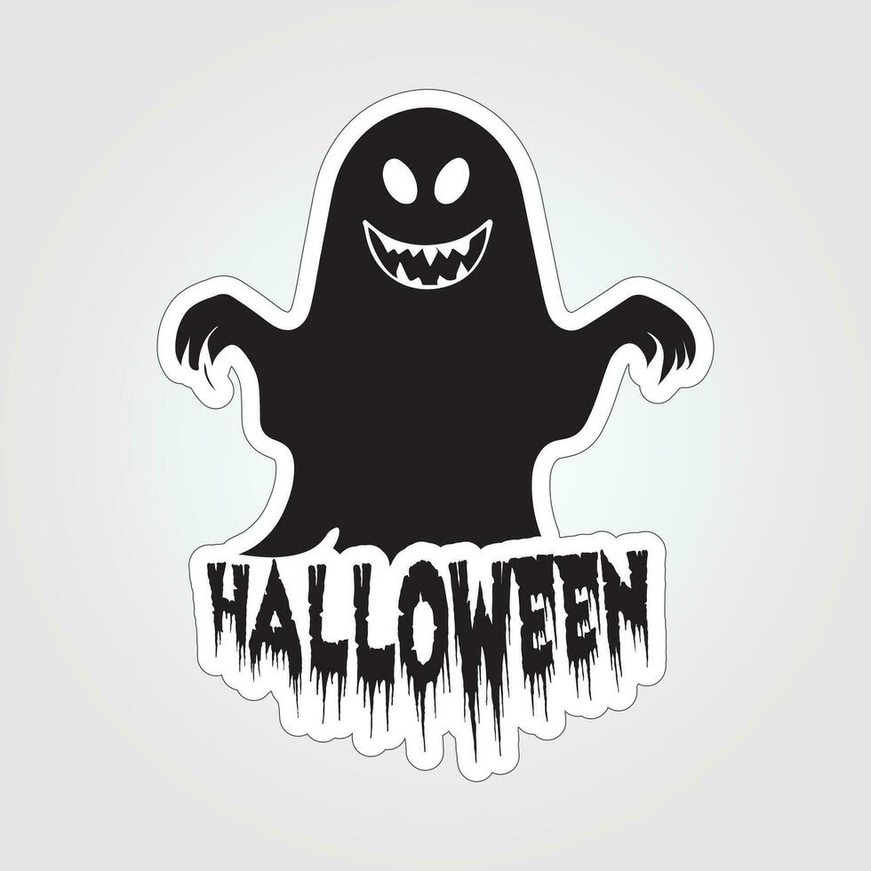 A sticker with a ghost on it, Halloween ghost cartoon character sticker vector