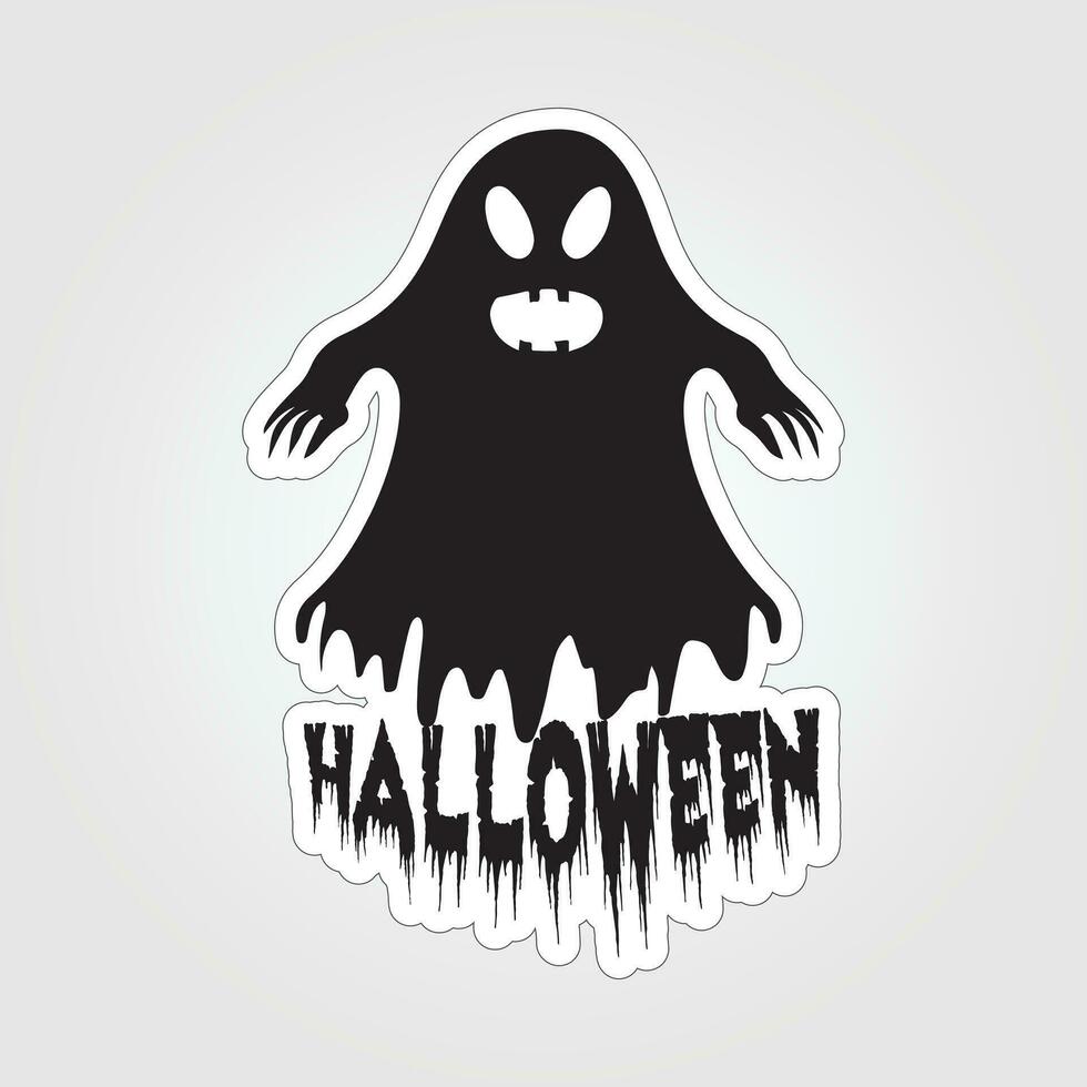 A sticker with a ghost on it, Halloween ghost cartoon character sticker vector