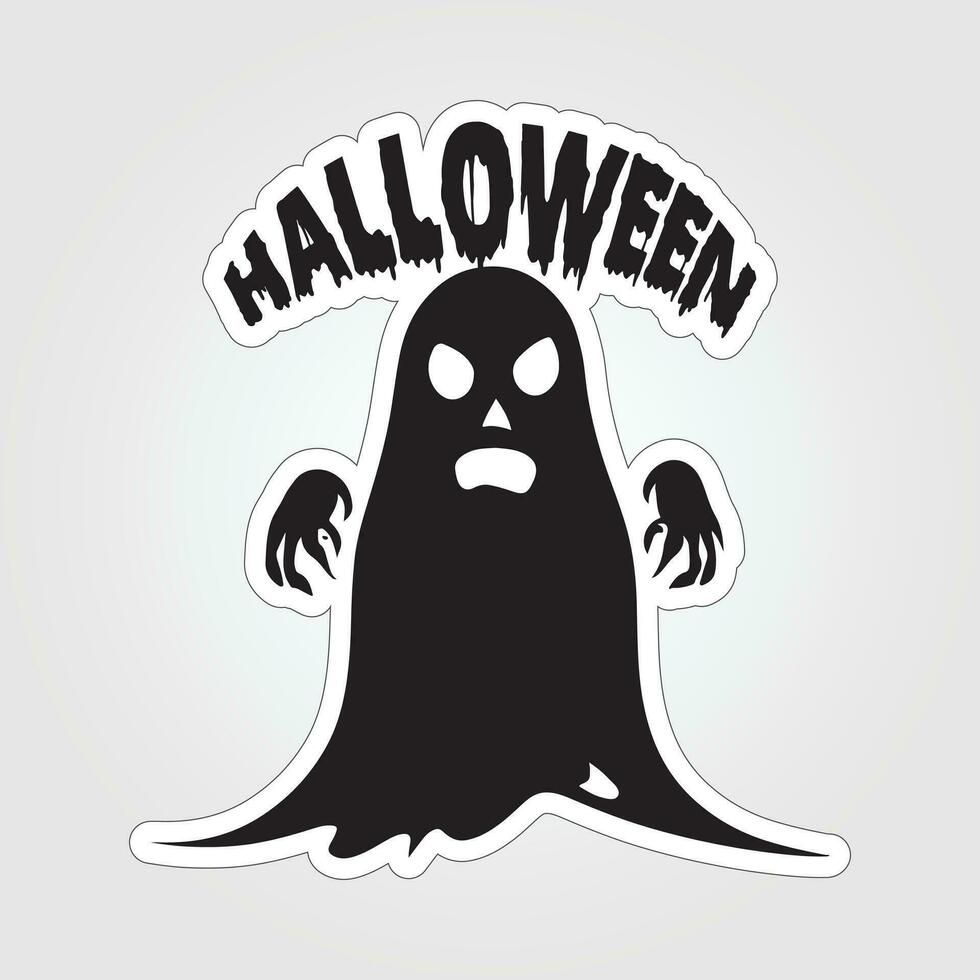 A sticker with a ghost on it, Halloween ghost cartoon character sticker vector