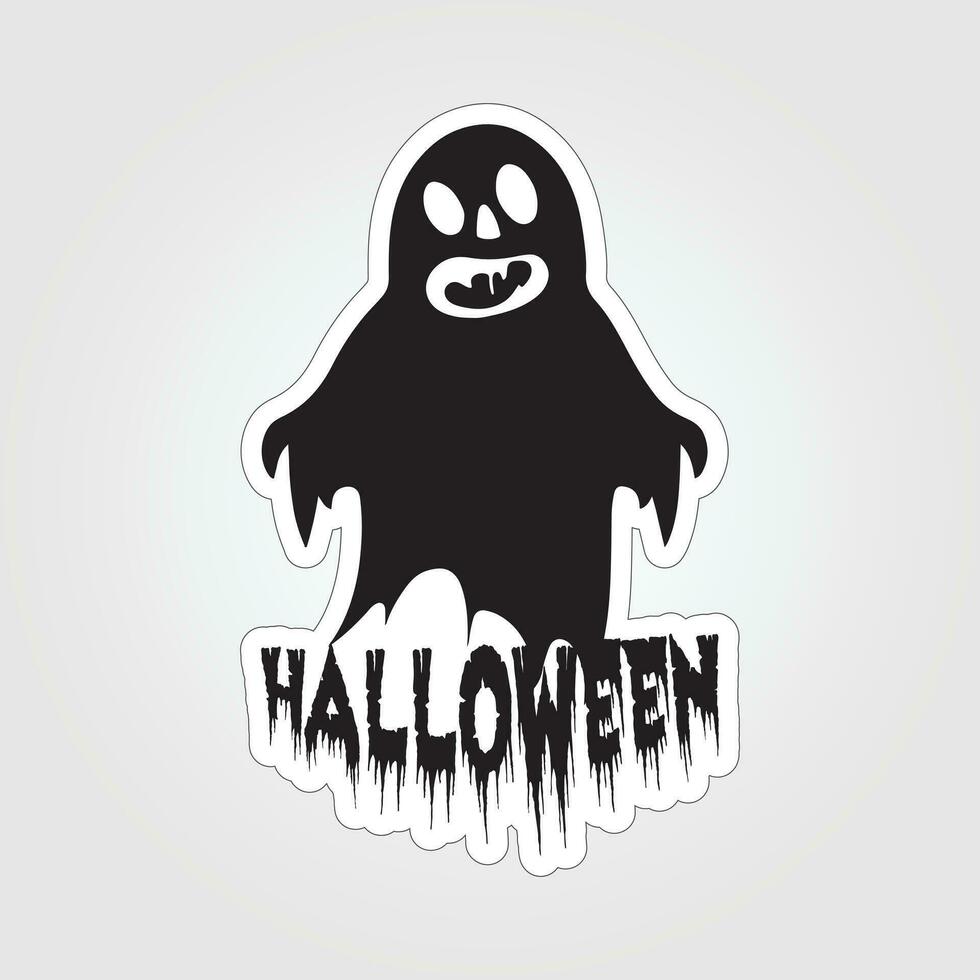 A sticker with a ghost on it, Halloween ghost cartoon character sticker vector