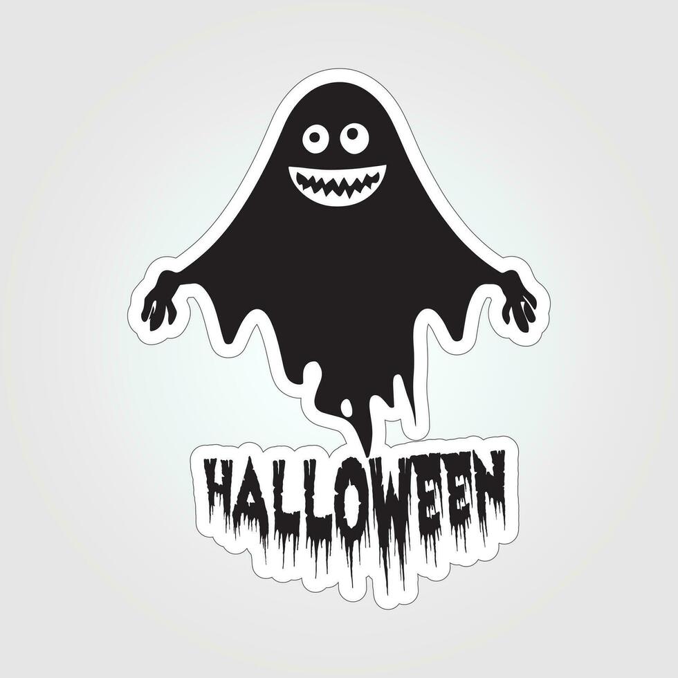 A sticker with a ghost on it, Halloween ghost cartoon character sticker vector