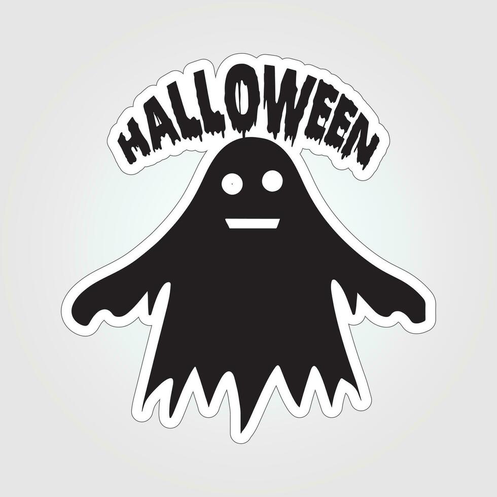 A sticker with a ghost on it, Halloween ghost cartoon character sticker vector