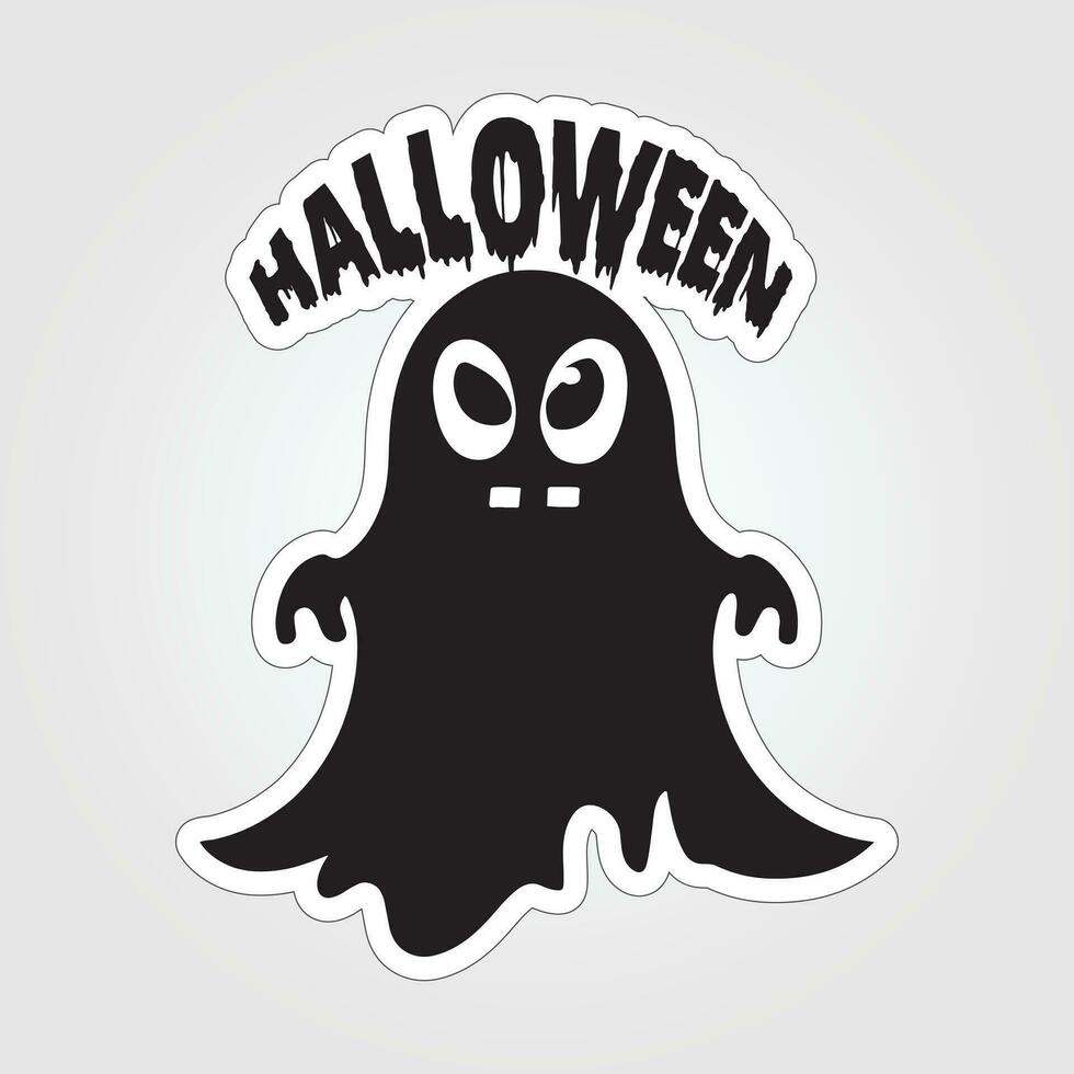 A sticker with a ghost on it, Halloween ghost cartoon character sticker vector
