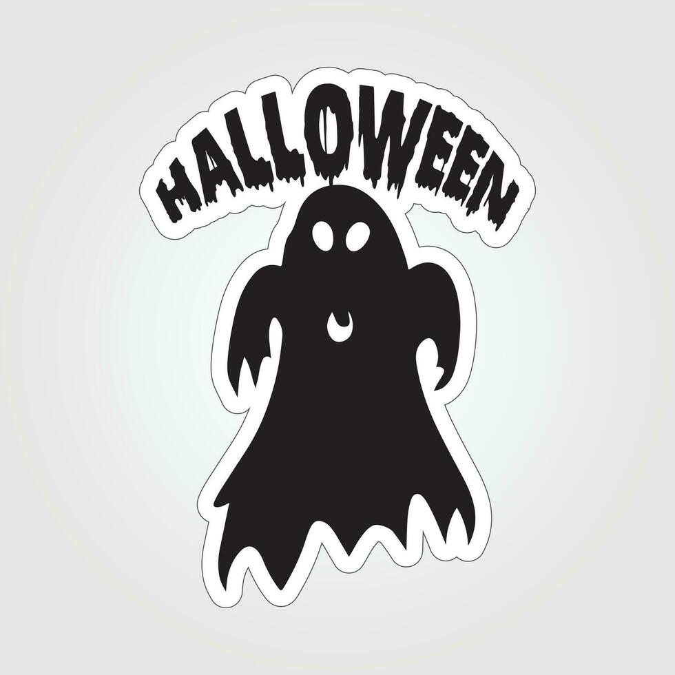 A sticker with a ghost on it, Halloween ghost cartoon character sticker vector